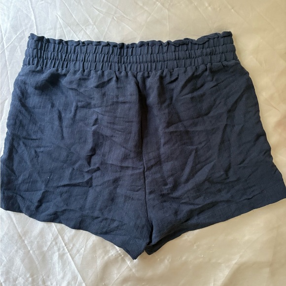 Navy Linen high-Waist Shorts size M - Picture 2 of 3